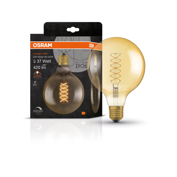 OSRAM LED Lampe Vintage 1906 CLASSIC SLIM Filament Globe 4.8W 822 Gold E27 Dimmbar Warmweiss 4058075761650