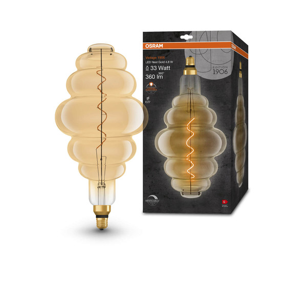 OSRAM LED Lampe Vintage 1906 Big Special Shapes 4.8W 822 Gold E27 Dimmbar Warmweiss 4058075761834