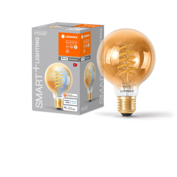 LEDVANCE LED Lampe Smart+ WiFi Filament Globe Tunable White 2200K E27 Dimmbar Tunable White, Kalt-zu-Warm-Farbwechsel 4058075777910