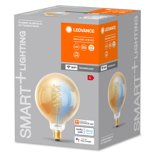 LEDVANCE LED Lampe Smart+ WiFi Filament Globe Tunable White 2200K E27 Dimmbar Tunable White, Kalt-zu-Warm-Farbwechsel 4058075777972