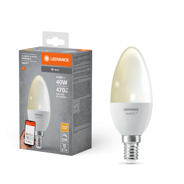 LEDVANCE LED Lampe SMART+ WiFi Candle 230V FR E14 SINGLE PACK Dimmbar Warmweiss 4058075778559