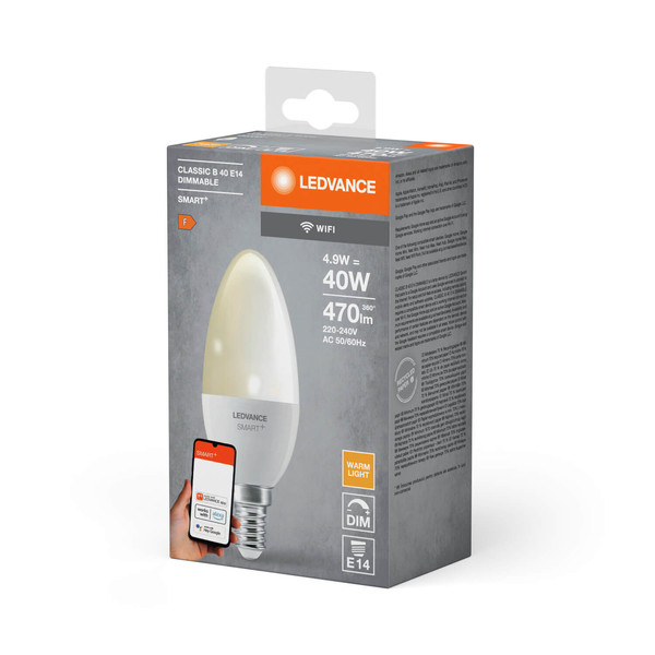 LEDVANCE LED Lampe SMART+ WiFi Candle 230V FR E14 SINGLE PACK Dimmbar Warmweiss 4058075778559