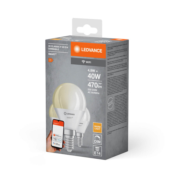 3er Pack LEDVANCE LED Lampe SMART+ WiFi Mini Bulb 230V FR E14 TRIPLE PACK Dimmbar Warmweiss 4058075779099