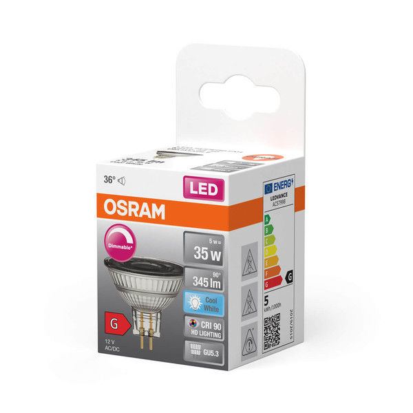 OSRAM LED Spot, Strahler SUPERSTAR MR16 12 V 5W 940 GU5.3 Dimmbar Neutralweiss 4058075796737