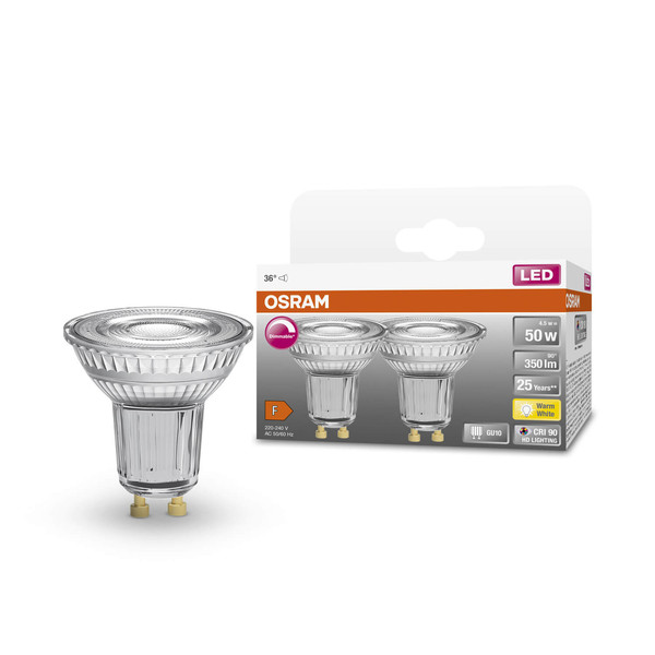 2er Pack OSRAM LED Spot, Strahler SUPERSTAR PAR16 4.5W 927 GU10 Dimmbar Warmweiss 4058075797901