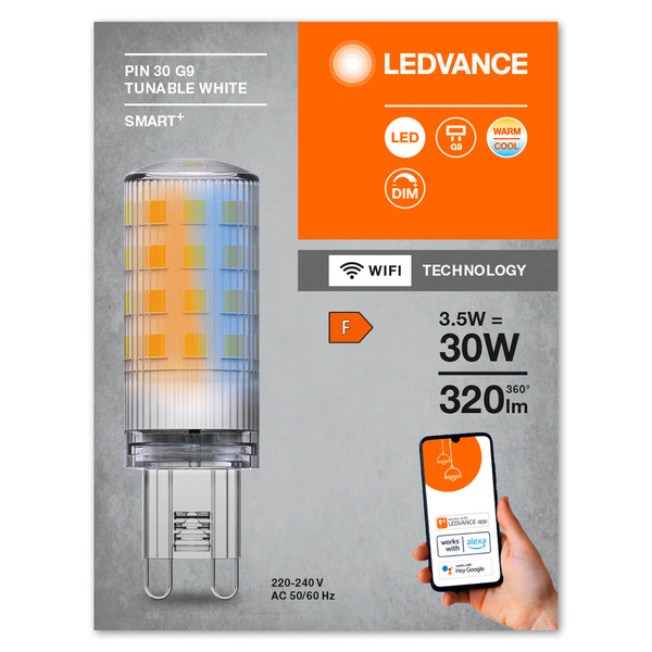 LEDVANCE LED Zubehör SMART+ WIFI PIN G9 TUNABLE WHITE 230V TW CL G9 Dimmbar Tunable White, Kalt-zu-Warm-Farbwechsel 4058075826656