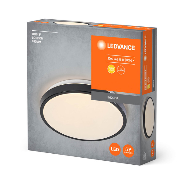 LEDVANCE LED Deckenleuchte ORBIS LONDON 28cm 16W 830 BK Warmweiss 4058075829206