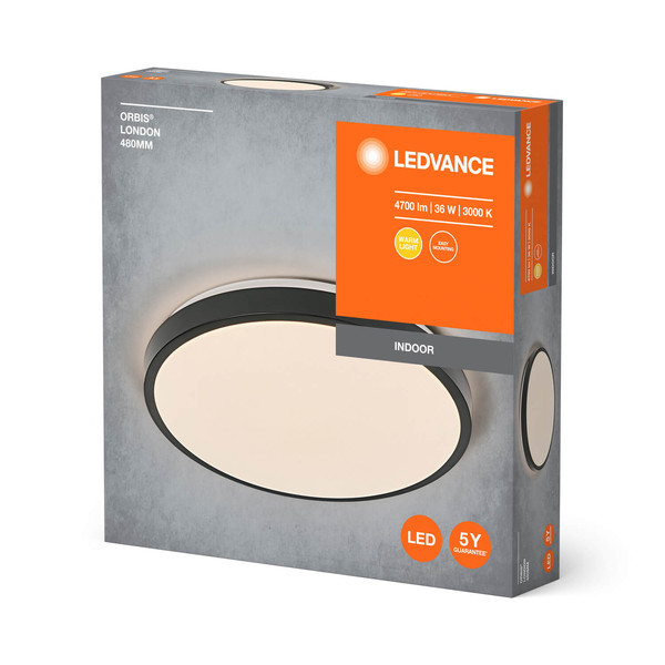 LEDVANCE LED Deckenleuchte ORBIS LONDON 48cm 36W 830 BK Warmweiss 4058075829244