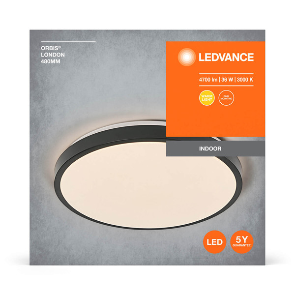 LEDVANCE LED Deckenleuchte ORBIS LONDON 48cm 36W 830 BK Warmweiss 4058075829244