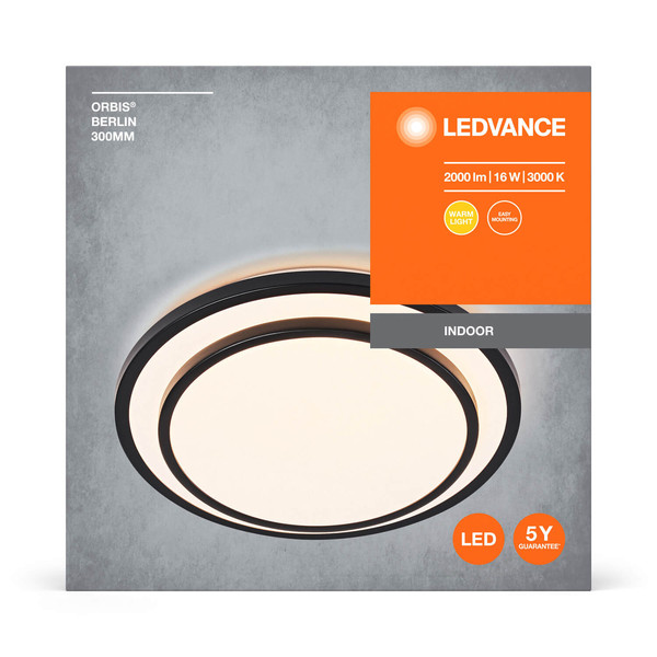 LEDVANCE LED Deckenleuchte ORBIS BERLIN 30cm 16W 830 BK Warmweiss 4058075829329