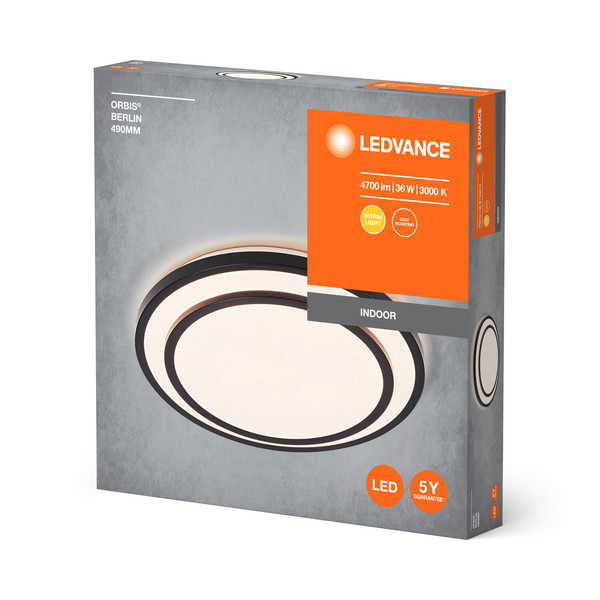 LEDVANCE LED Deckenleuchte ORBIS BERLIN 49cm 36W 830 BK Warmweiss 4058075829367