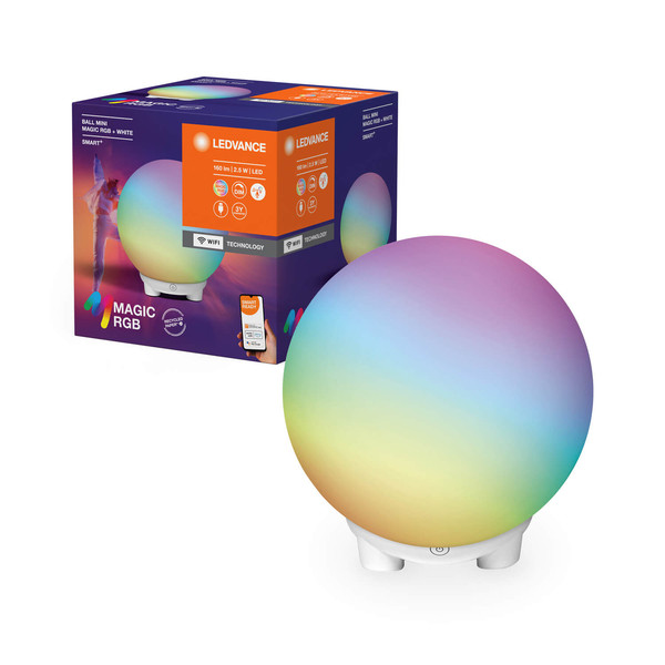 LEDVANCE LED Tischleuchte SMART+ BALL MAGIC RGB Mini RGBW USB Dimmbar RGBTW Farbwechsel / steuerbare Lichtfarbe 4058075831711