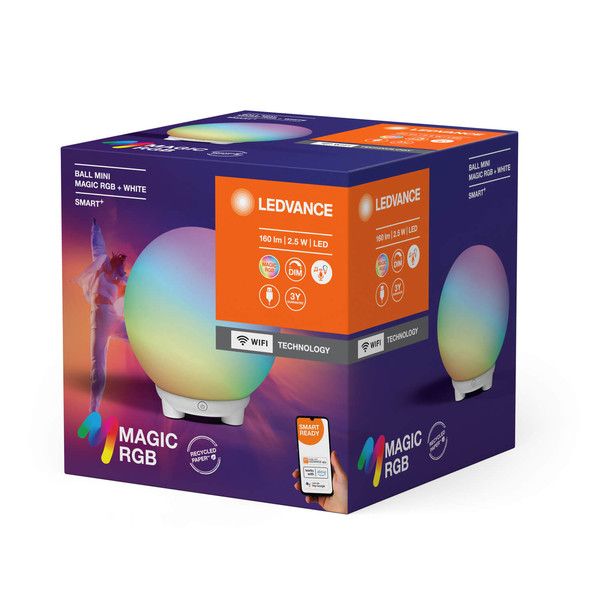 LEDVANCE LED Tischleuchte SMART+ BALL MAGIC RGB Mini RGBW USB Dimmbar RGBTW Farbwechsel / steuerbare Lichtfarbe 4058075831711