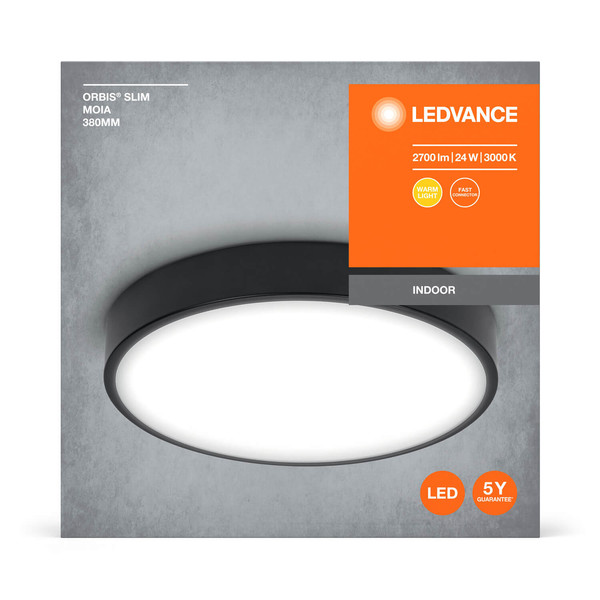 LEDVANCE LED Deckenleuchte CEILING MOIA 38cm 24W 830 BK Warmweiss 4058075832831