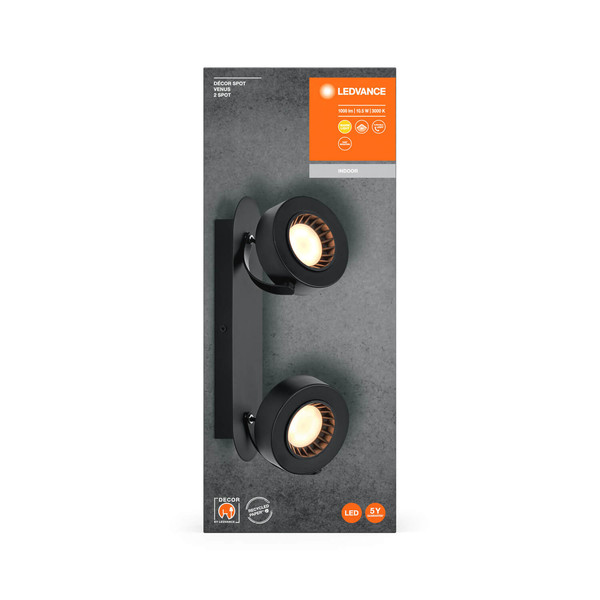 LEDVANCE LED Deckenleuchte DECOR SPOT VENUS BLACK 2 Spot Warmweiss 4058075833654