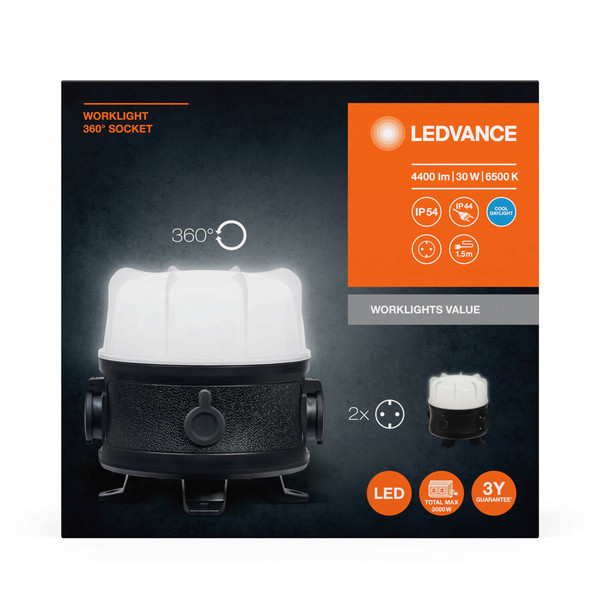 LEDVANCE LED Arbeitsscheinwerfer WORKLIGHT VALUE 360° SOCKET 30W 865 Kaltweiss 4058075834040