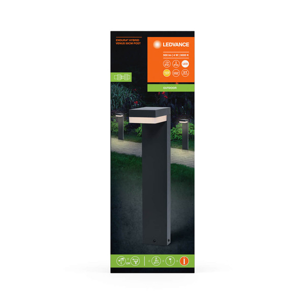 LEDVANCE LED Außenleuchte Endura Hybrid Bollard Venus 50cm 4W Dark Gray Warmweiss 4058075834460