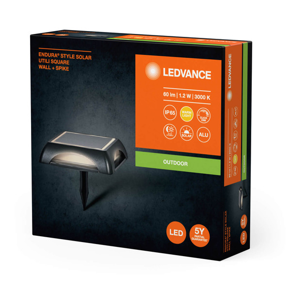 LEDVANCE LED Außenleuchte Endura Style Solar Utili Square Wall and Ground Dark Gray Dimmbar Warmweiss 4058075834729