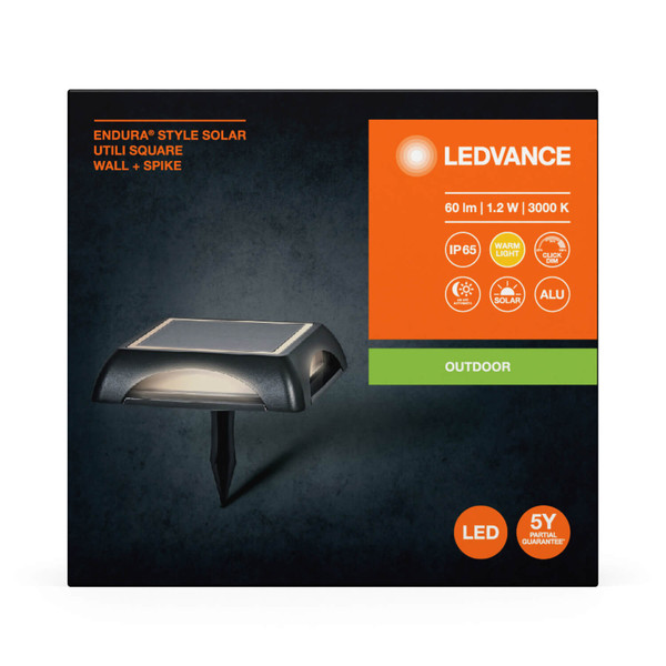 LEDVANCE LED Außenleuchte Endura Style Solar Utili Square Wall and Ground Dark Gray Dimmbar Warmweiss 4058075834729