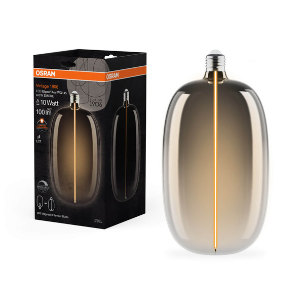 OSRAM LED Lampe VINTAGE 1906 DECORATIVE BULB WITH Filament-MAGNETIC STYLE 4.8W 818 Smoke E27 Dimmbar Warmweiss 4058075836488