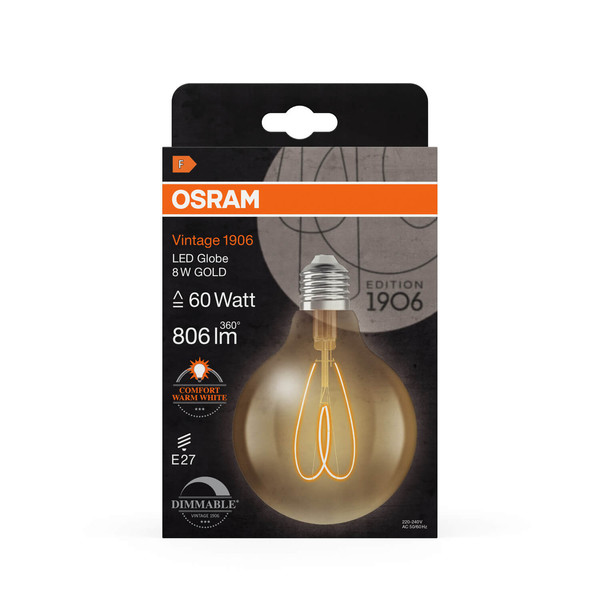 OSRAM LED Lampe Vintage 1906 CLASSIC Globe 8W 922 Gold E27 Dimmbar Warmweiss 4058075836945