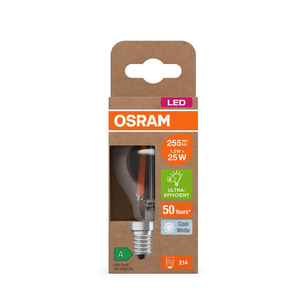 OSRAM LED Lampe CLASSIC P höchste Energieeffizienzklasse A 1.2W 840 Clear E14 Neutralweiss 4058075839328