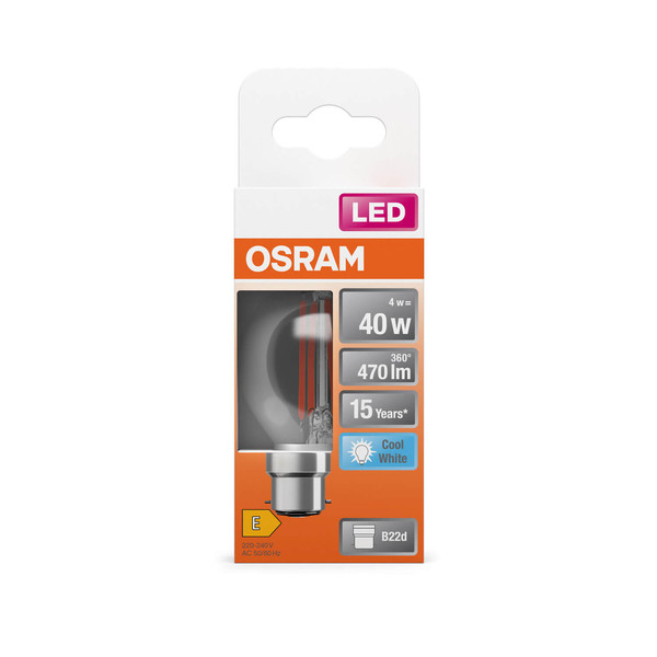 OSRAM LED Lampe Retrofit CLASSIC P 4W 840 Clear B22d Neutralweiss 4058075839861