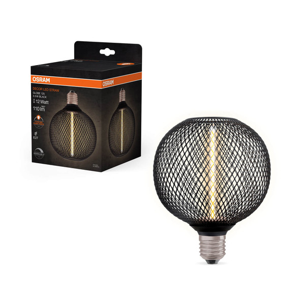 OSRAM LED Designleuchte DECOR STRAW Filament LAMP IN METAL HOUSING 3.5W 818 E27 Dimmbar Warmweiss 4058075840249