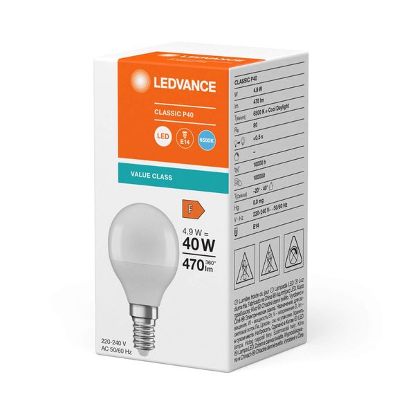 LEDVANCE LED CLASSIC 4.9W 865 gefrostet E14 Lampe 470lm 6500K tageslichtweiss wie 40W 4099854049446