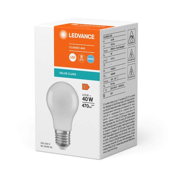 LEDVANCE LED CLASSIC A 4.9W 865 gefrostet E27 Lampe 470lm 6500K tageslichtweiss wie 40W 4099854049606