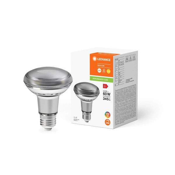 LEDVANCE LED R80 4.9W 927 E27 Lampe 345lm 2700K warmweiss wie 60W dimmbar 4099854051234