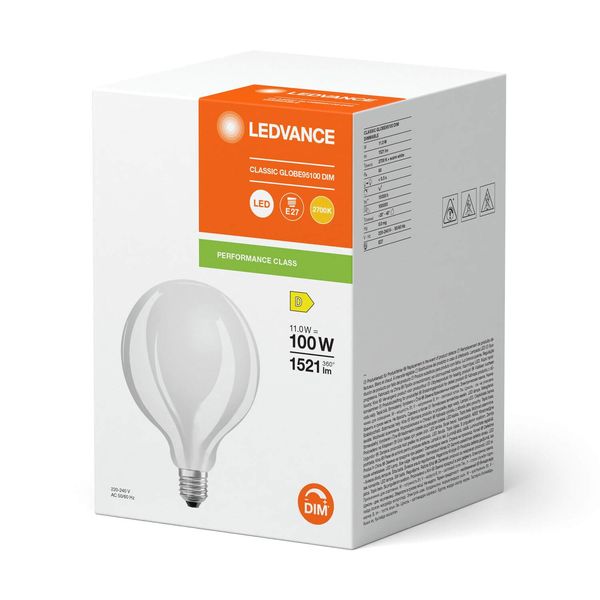 LEDVANCE LED CLASSIC GLOBE 11W 827 gefrostet E27 Lampe 1521lm 2700K warmweiss wie 100W dimmbar 4099854060793