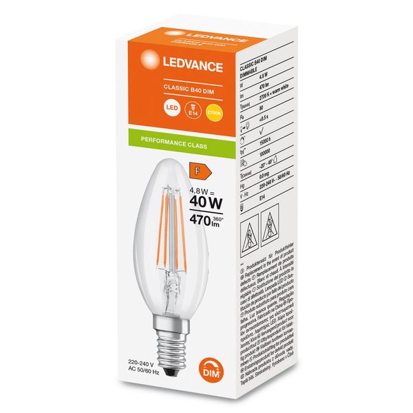 LEDVANCE LED CLASSIC B 4.8W 827 klar E14 Lampe 470lm 2700K warmweiss wie 40W dimmbar 4099854067532