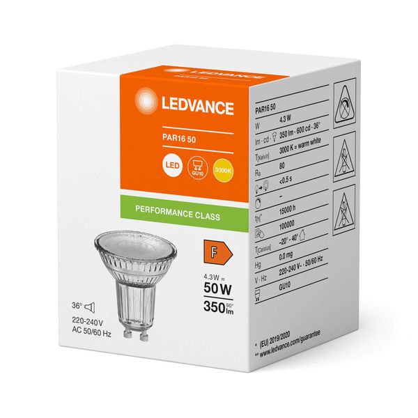 LEDVANCE LED PAR16 4.3W 830 GU10 Spot, Strahler 350lm 3000K warmweiss wie 50W 4099854067891