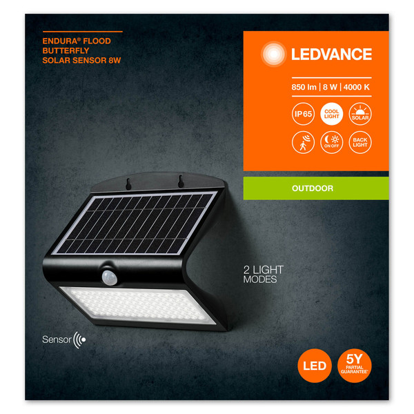 LEDVANCE LED Flutlicht ENDURA Flood Solar Butterfly Solar Sensor 8W Neutralweiss 4099854089695