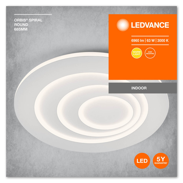 LEDVANCE LED Designleuchte ORBIS SPIRAL ROUND 68,5cm 63W White Warmweiss 4099854093470