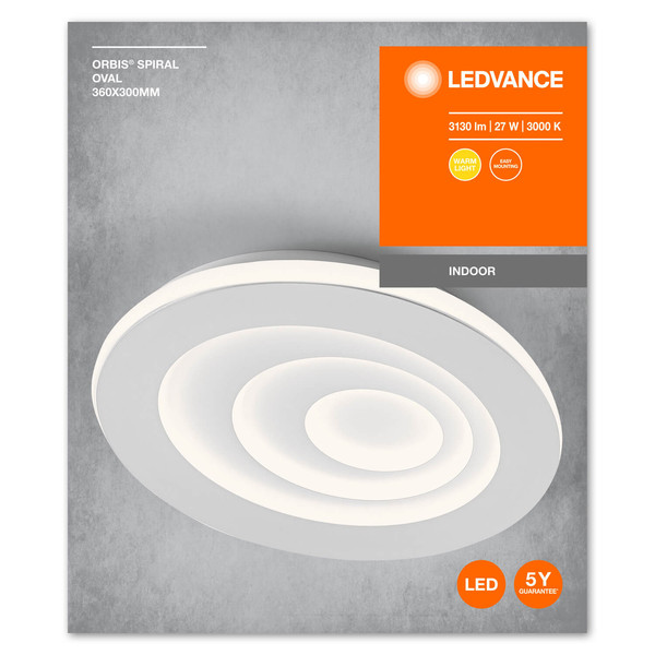 LEDVANCE LED Deckenleuchte ORBIS SPIRAL OVAL 36cm 27W White Warmweiss 4099854093494