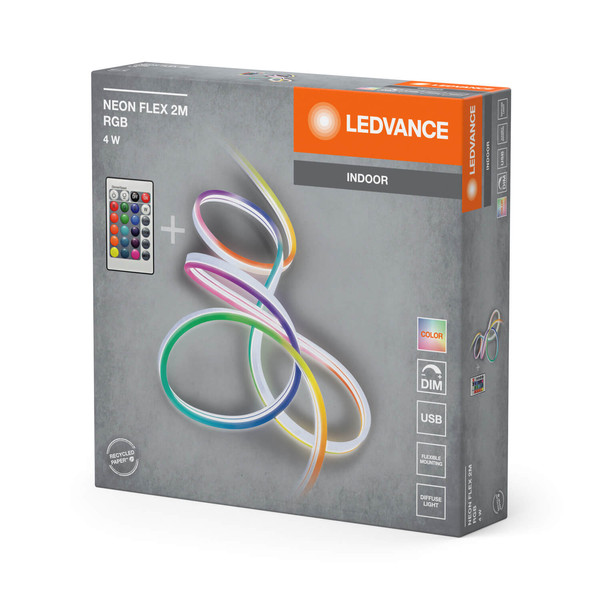 LEDVANCE Lichtleiste NEONFLEX USB WITH REMOTE CONTROL 2M RGB USB + RC Dimmbar RGB Farbwechsel / Multicolor 4099854095306