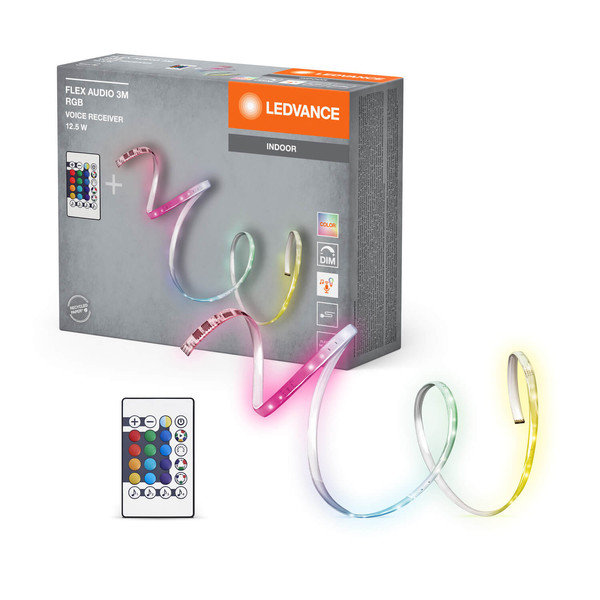 LEDVANCE Lichtleiste FLEX AUDIO WITH REMOTE CONTROL 3M RGB + RC Dimmbar RGB Farbwechsel / Multicolor 4099854095382