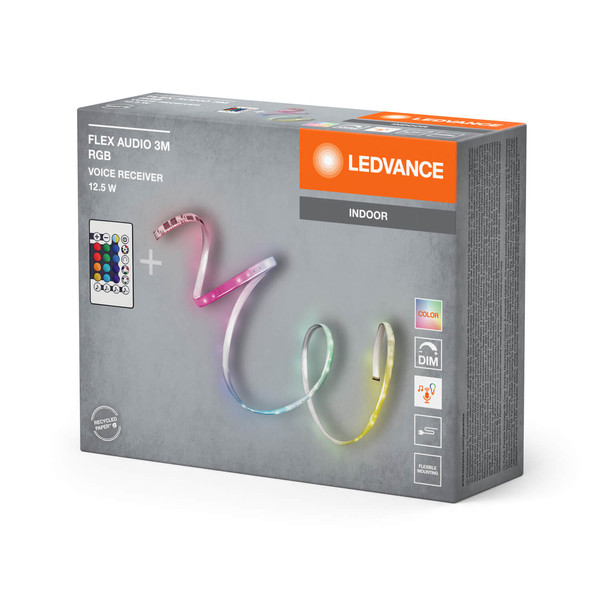 LEDVANCE Lichtleiste FLEX AUDIO WITH REMOTE CONTROL 3M RGB + RC Dimmbar RGB Farbwechsel / Multicolor 4099854095382