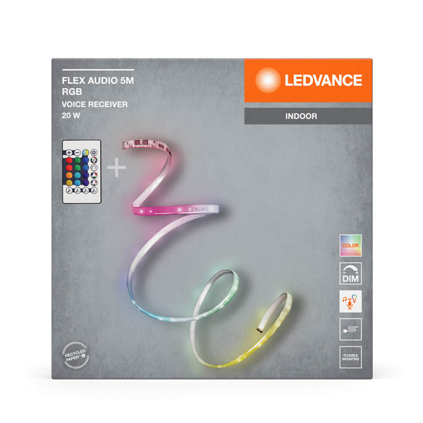 LEDVANCE Lichtleiste FLEX AUDIO WITH REMOTE CONTROL 5M RGB + RC Dimmbar RGB Farbwechsel / Multicolor 4099854095405