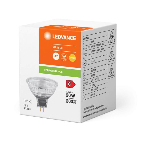 LEDVANCE LED MR16 2.6W/827 GU5.3 Spot, Strahler 200lm 2700K warmweiss wie 20W 4099854103544