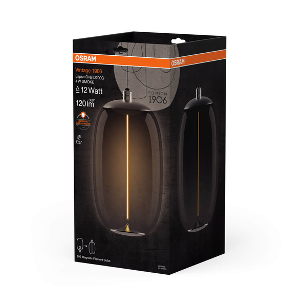 OSRAM LED Lampe Vintage 1906 BIG DECORATIVE BULB WITH Filament-MAGNETIC STYLE 4W 818 Smoke E27 Warmweiss 4099854173981