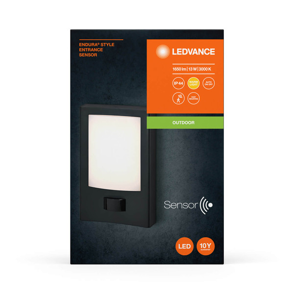 LEDVANCE LED Außenleuchte Endura Style Entrance Sensor Dark Gray Warmweiss 4099854185274