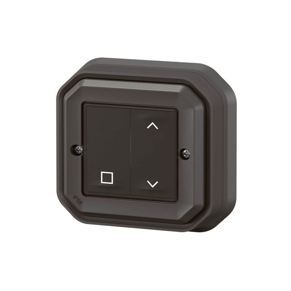 Legrand PLEXO New Connected Feuchtraum Rollladenschalter, Smart-Home, Aufputz Schalter, kabellos, batterielos, Home+Control-App, IP55 wasserfest, stoßfest anthrazit 069883L