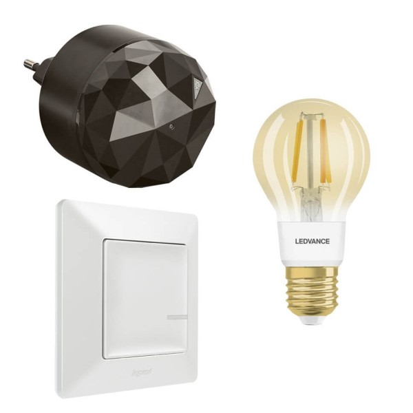 Legrand Smart Lighting with Netatmo Starter-Kit: Gateway, Wandsender, Glühbirne Vintage 199308