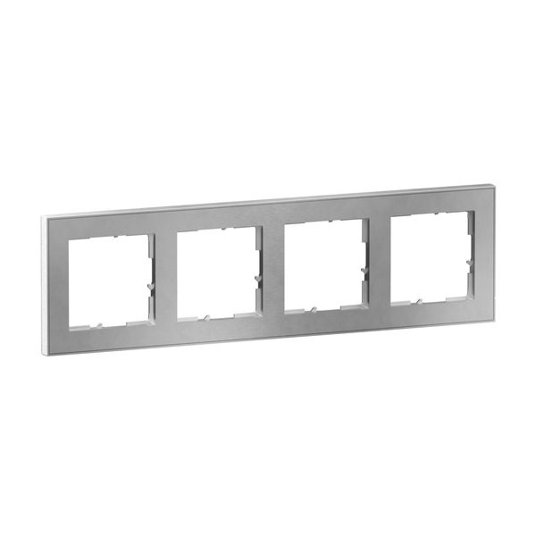 Legrand Seano+ 4-fach Rahmen mit Echtmaterialoberfläche, nachhaltige Produktion und Verpackung, Brushed Steel, 765394