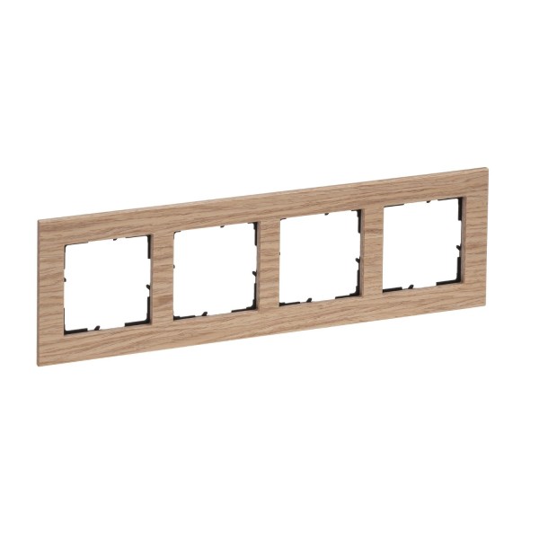 Legrand SEANO Natura 4-fach Rahmen aus Echtmaterial, nachhaltige Produktion und Verpackung, Designausführung: Holz Eiche hellbraun, 766144