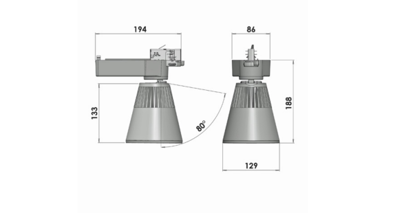 Lival LED-Stromschienenstrahler Trigger Lean 43W 930 3500lm 30° silber 90Ra