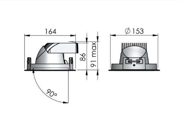 Lival LED-Deckeneinbaustrahler Mini Lean DL 34W 930 2900lm 55° weiss 90Ra